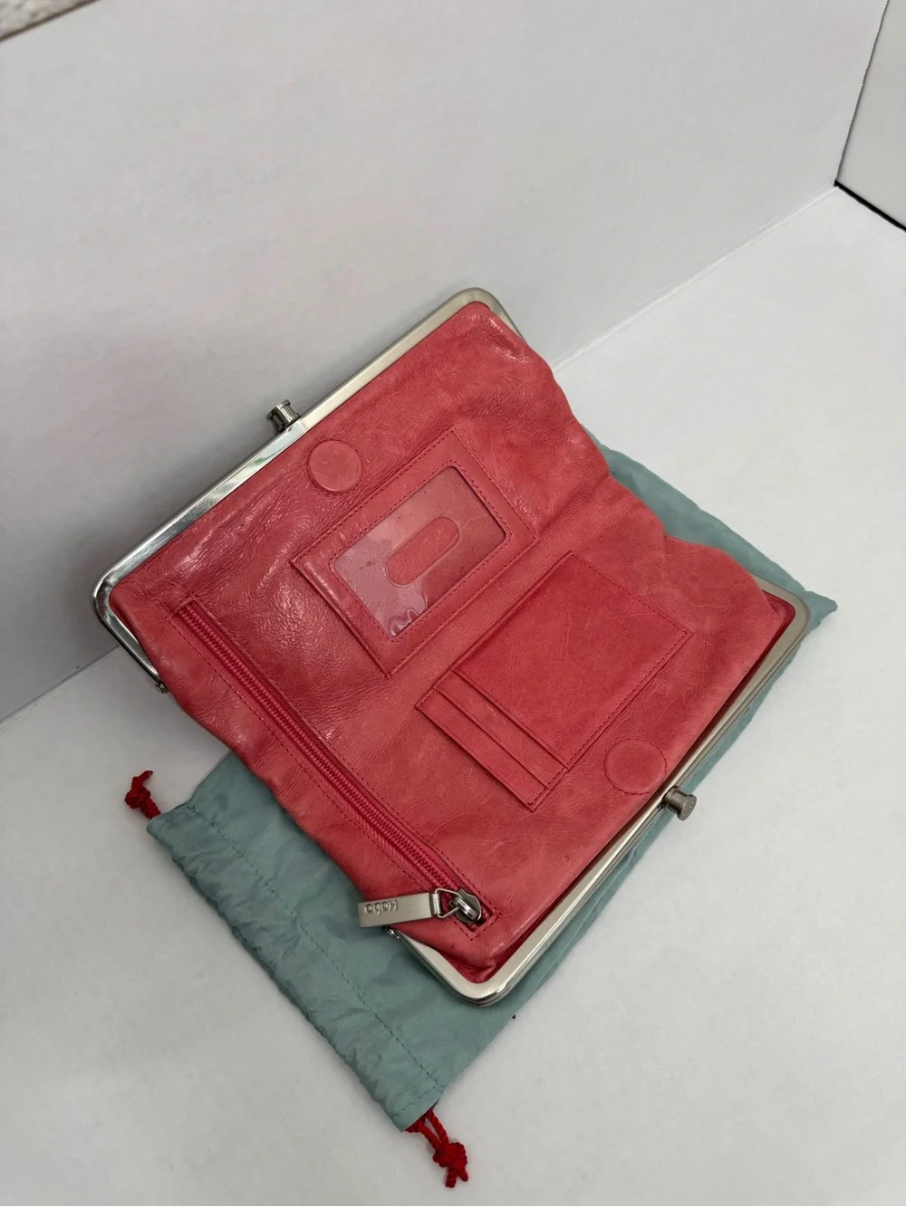 Hobo The Original Coral Leather Frame Clutch Wallet